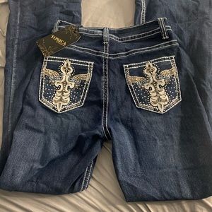 blinged flared jeans for bailes and quinces